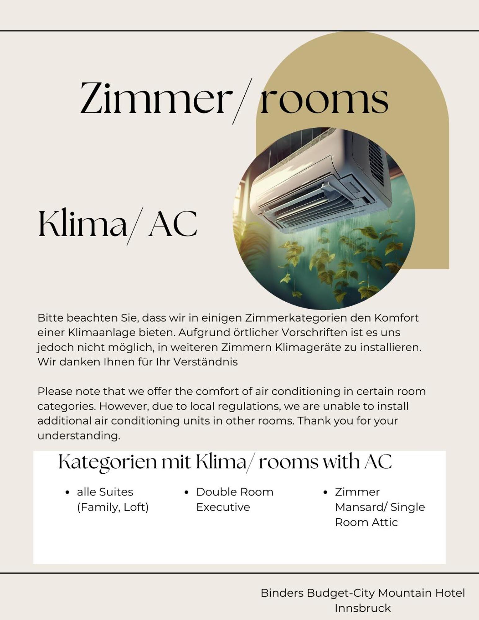 Binders Budget City-Mountain Hotel Innsbruck Eksteriør billede